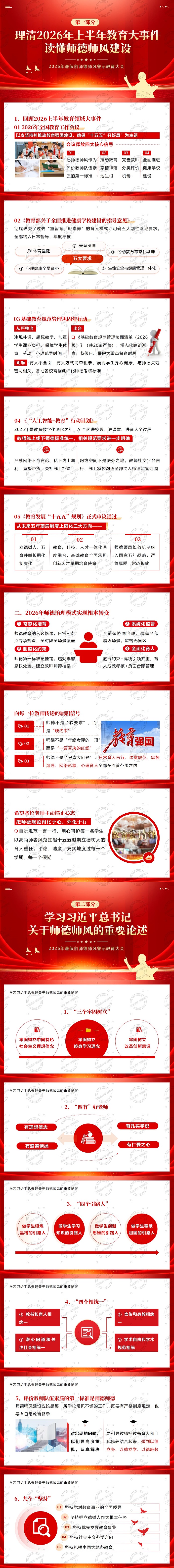 2026年中小学教师暑期师德师风警示教育 廉洁提醒学习要点 暑假前师德师风警示教育大会PPT课件