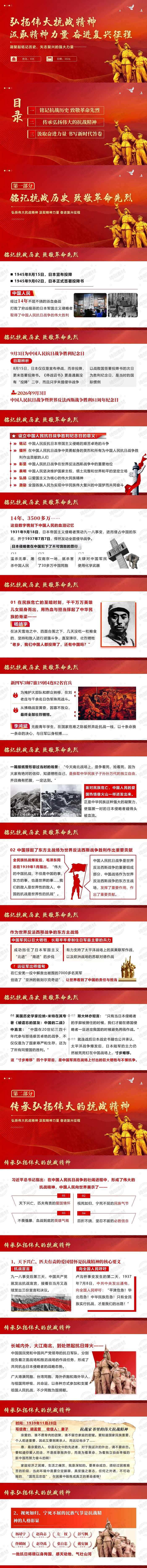 9月主题党日活动党课：弘扬传承伟大抗战精神 赓续红色血脉 奋进新时代PPT课件 内容38页 有视频有文稿