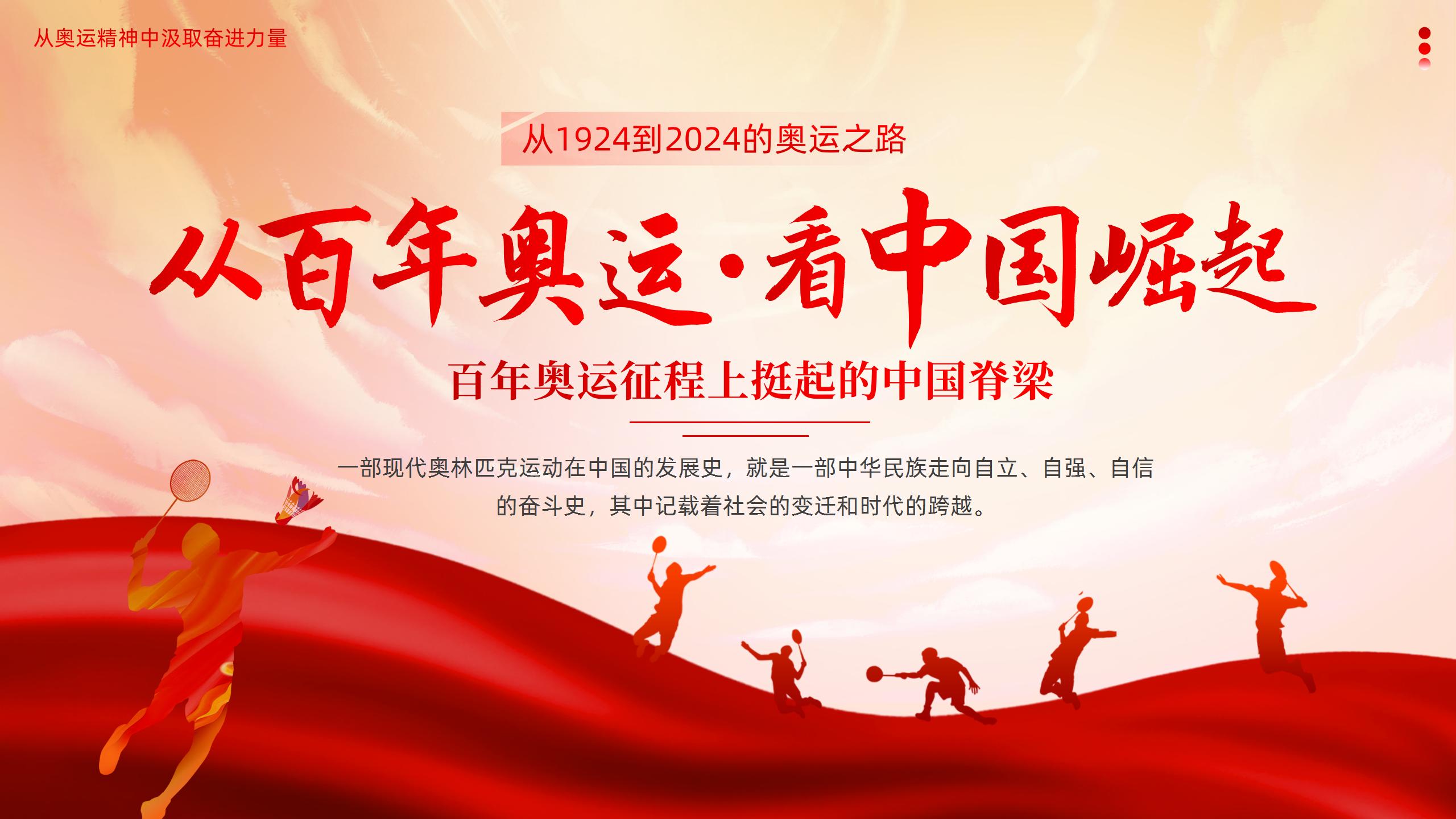 学习中国百年奥运精神汲取奋进力量争做新时代有为好青年——巴黎奥运会精神青年大学生主题党课团课学习PPT课件